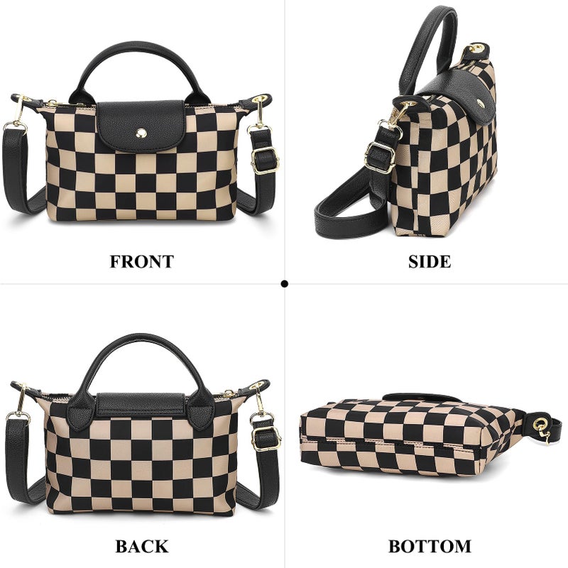 BBORGDC Purses For Women Mini Tote Bag, Checkered Small Shoulder Purse For Women Girls, Designer Crossbody Bags For Women For Walking Travel Commute, Handheld Crossbody With RFID - Image 4