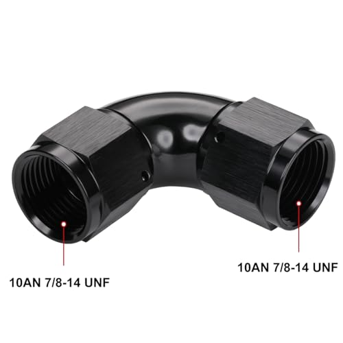 Podavelle 10AN Female to 10AN Female Flare 90 Degree Swivel Full flow Coupler Fitting Union Adapter Aluminum Black - Image 3