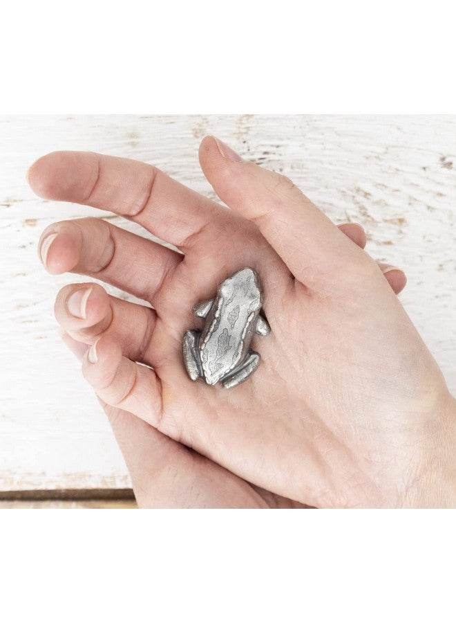 DANFORTH - Bullfrog Palm Stone, Good Luck Pocket Charm, Smooth Metal Fidget and Focus Stone, Handcast Pewter, Made in USA, 1 ⅝” Long by 1” Wide - Image 2