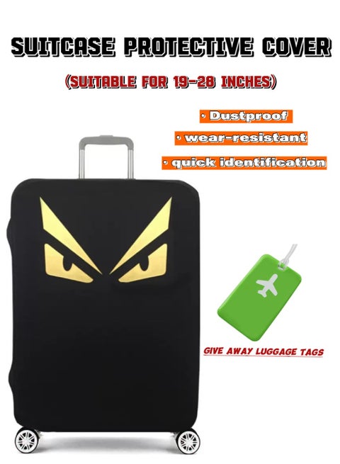 Thickened & High-Elasticity Luggage Cover (Fits 19-21 Inch Suitcases) + Free Macaron Apple Green PVC Luggage Tag | Dustproof & Scratch-Resistant | Quick Airport Identification