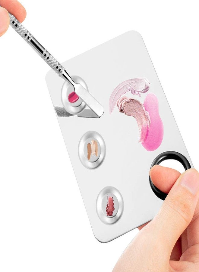 Aternal Stainless Steel Cosmetic 3 Dip Makeup Mixing Plate with Spatula Tool for Women (Silver) with 1 Face Pack Brush - Image 4