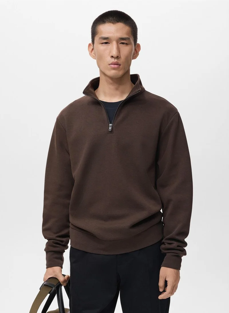 Mango Man Regular-fit cotton sweatshirt with zip
