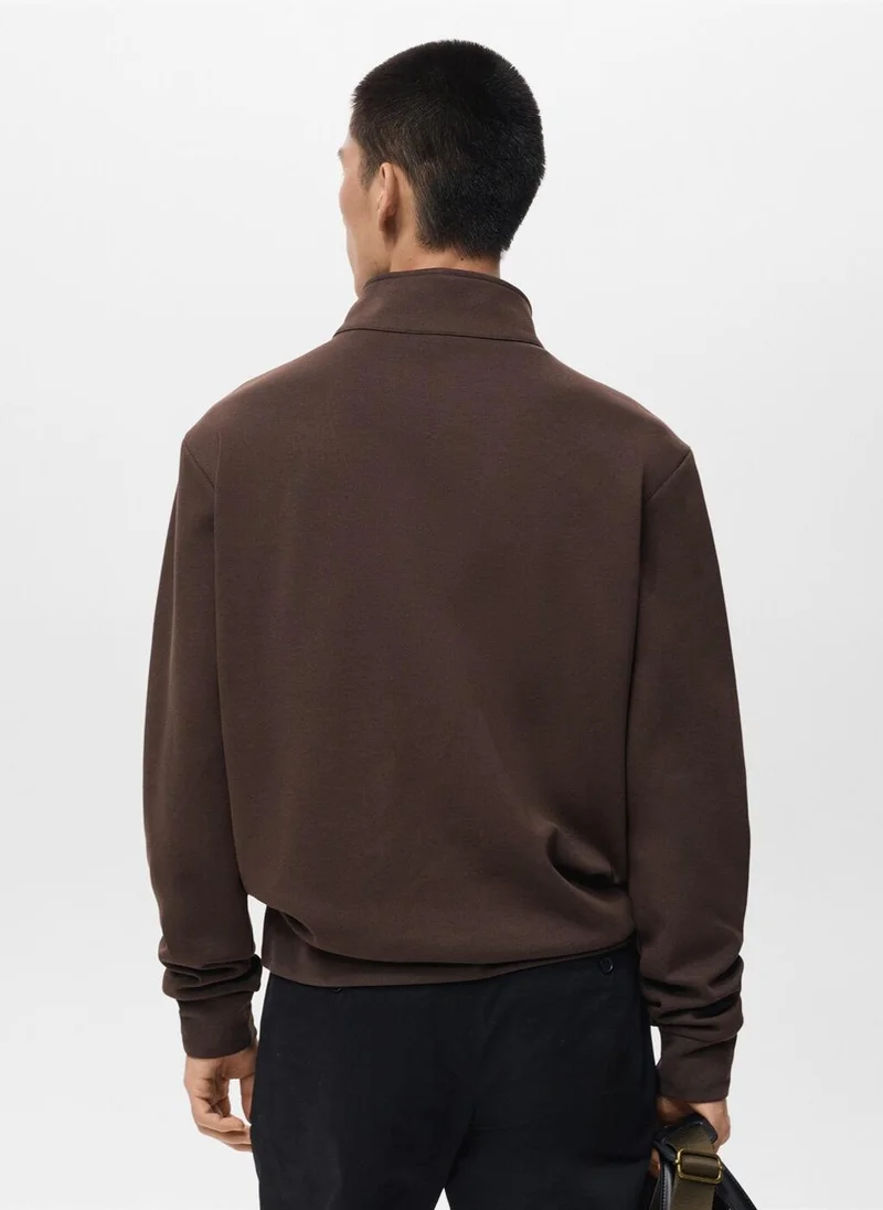 Mango Man Regular-fit cotton sweatshirt with zip