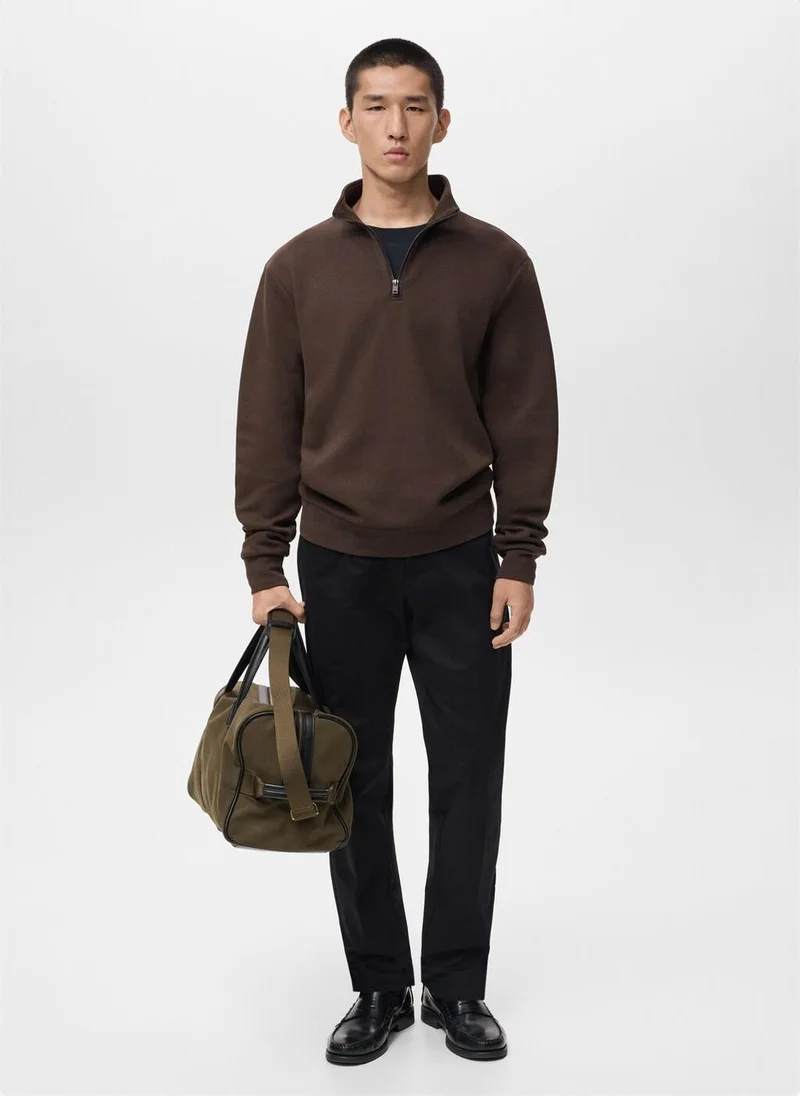 Mango Man Regular-fit cotton sweatshirt with zip
