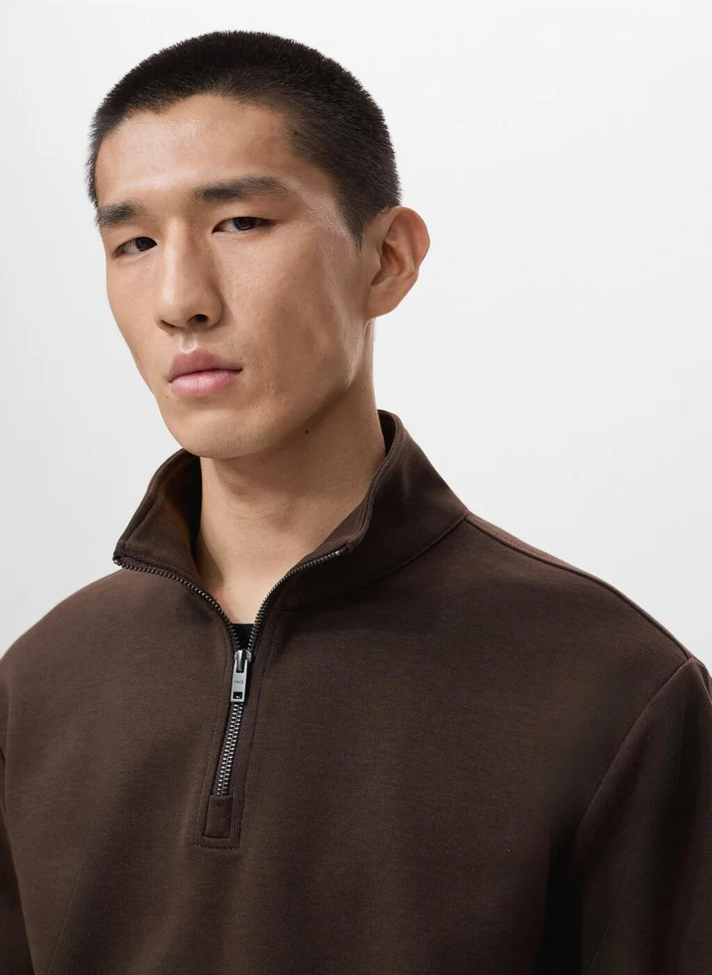 Mango Man Regular-fit cotton sweatshirt with zip