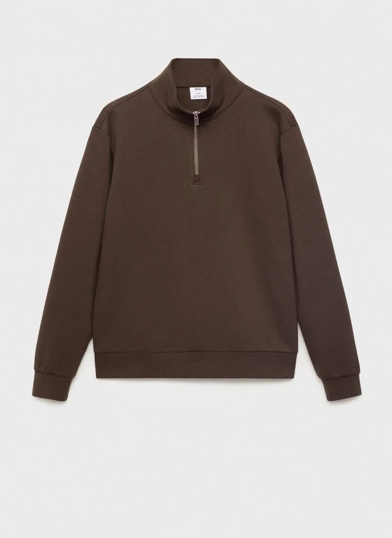 Mango Man Regular-fit cotton sweatshirt with zip