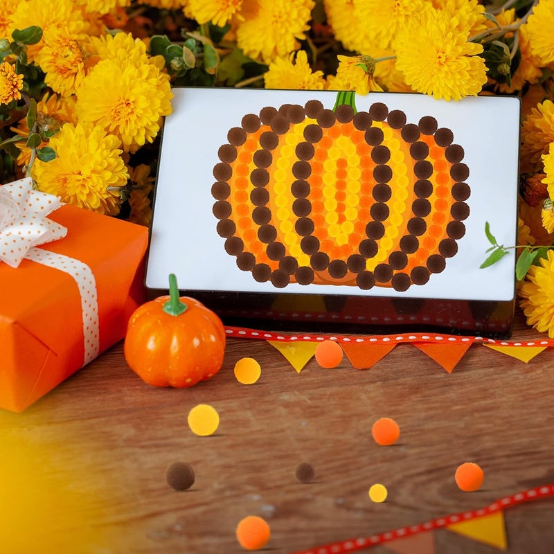 Tegeme 1200 Pcs Pom Poms Balls for Christmas Winter Crafts Home Office School Garlands Decor(Yellow, Brown, Orange) - Image 4