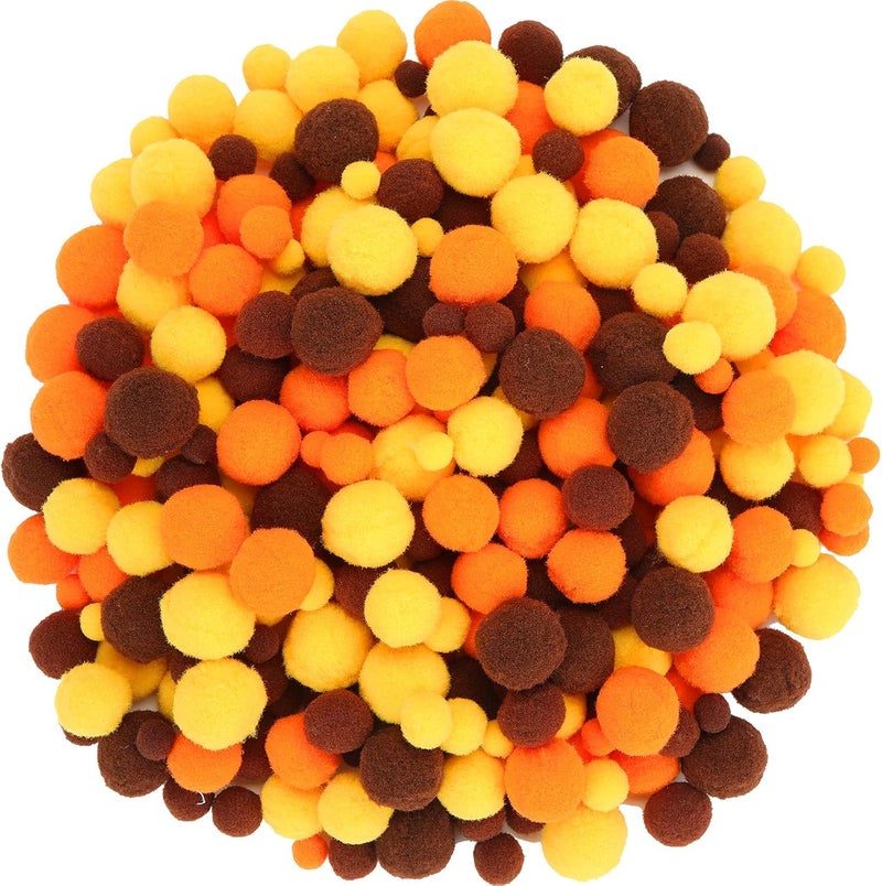 Tegeme 1200 Pcs Pom Poms Balls for Christmas Winter Crafts Home Office School Garlands Decor(Yellow, Brown, Orange) - Image 1