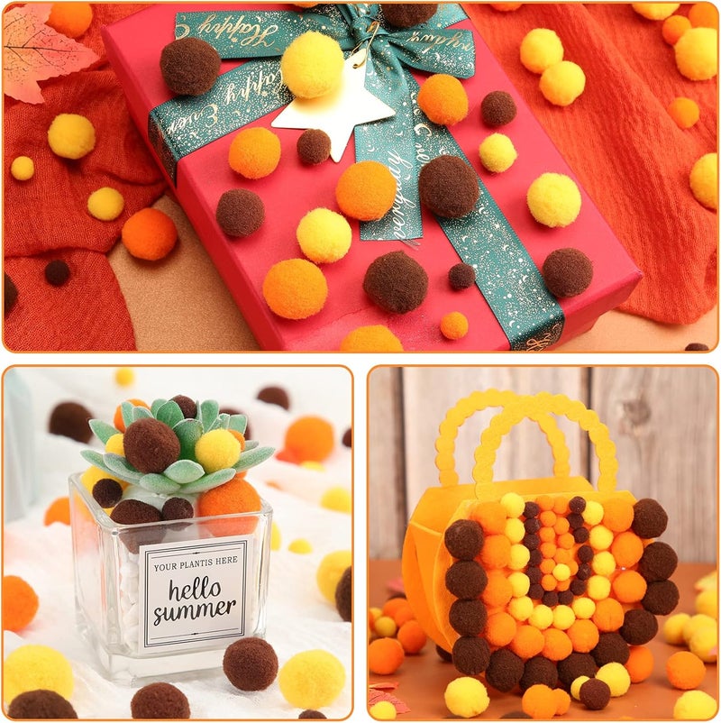 Tegeme 1200 Pcs Pom Poms Balls for Christmas Winter Crafts Home Office School Garlands Decor(Yellow, Brown, Orange) - Image 5