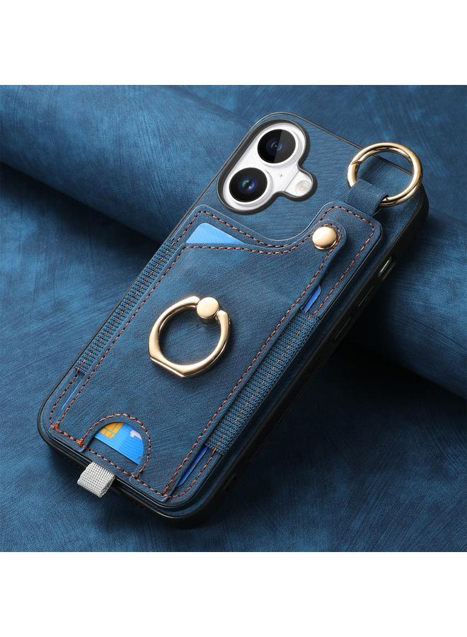 اس-توب جراب هاتف iPhone 16 Plus بتصميم كلاسيكي على شكل حلقة وحقيبة بطاقات مع حلقة تعليق - Image 4