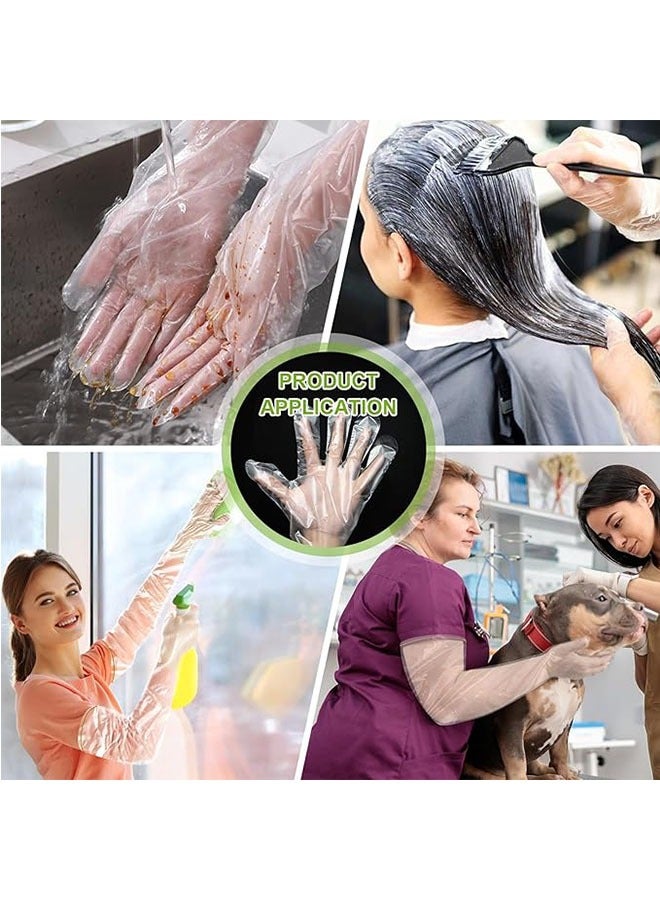 50 Pcs Disposable Long Arm Gloves with Elastic Cuff, Household Cleaning Gloves, Thick Kitchen Dishwashing, Food Handling Gloves Vegetable Washing Gloves - Image 3