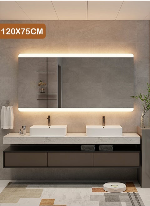 Rectangular LED Wall Mirror with Touch Control – Bathroom Mirror for Hotels and Resturants 120×75cm, 3 Light Modes