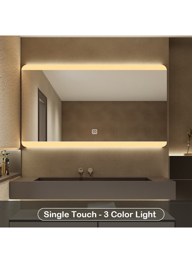 Rectangular LED Wall Mirror with Touch Control – Bathroom Mirror for Hotels and Resturants 120×75cm, 3 Light Modes