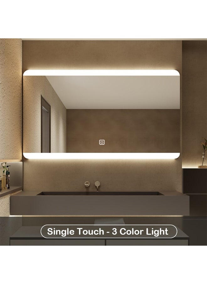 Rectangular LED Wall Mirror with Touch Control – Bathroom Mirror for Hotels and Resturants 120×75cm, 3 Light Modes