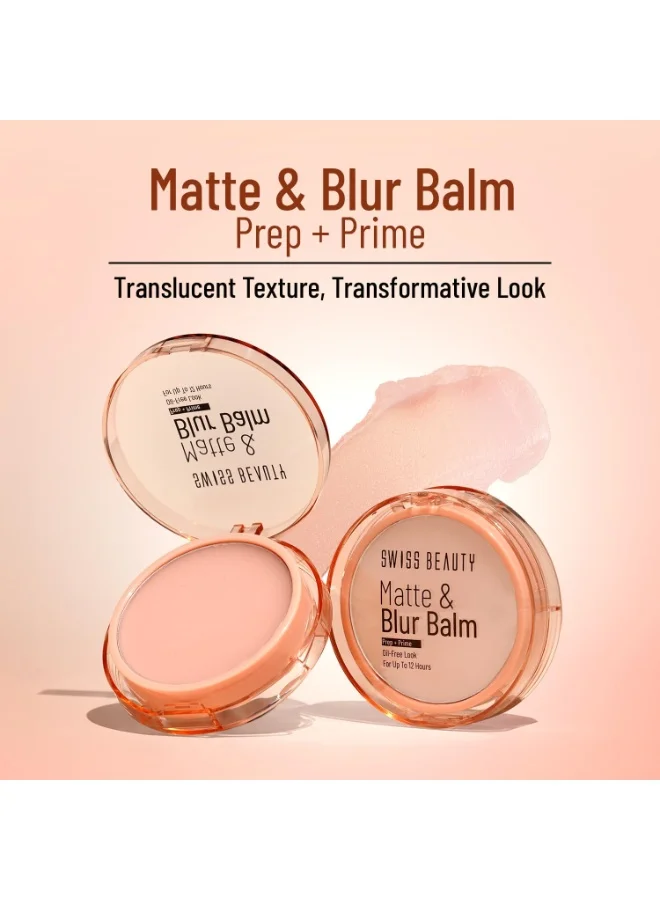 سويس بيوتي Swiss Beauty Matte & Blur Balm | Prep + Prime | 12-Hour Oil-Free Shine | With Vitamin E & B3 | UV Light Protection