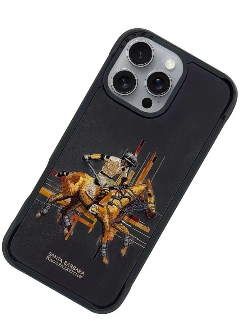 SANTA BARBARA POLO & RACQUET CLUB iPhone 16 Pro Max CEDRIC Series Embroidered Case – Elegant Black Design, Slim & Lightweight, Durable Protection with Enhanced Grip  - Image 3