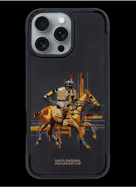 iPhone 16 Pro Max CEDRIC Series Embroidered Case – Elegant Black Design, Slim & Lightweight, Durable Protection with Enhanced Grip