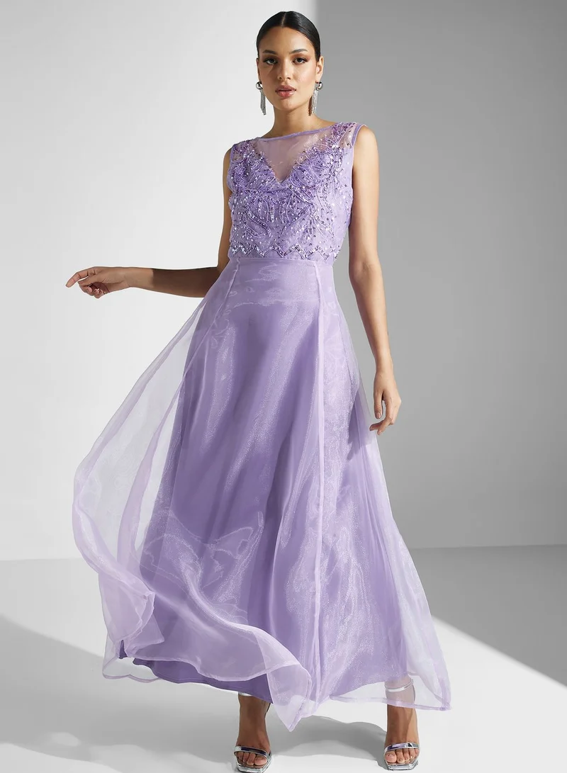Namshi x Embellished Chiffon Dress