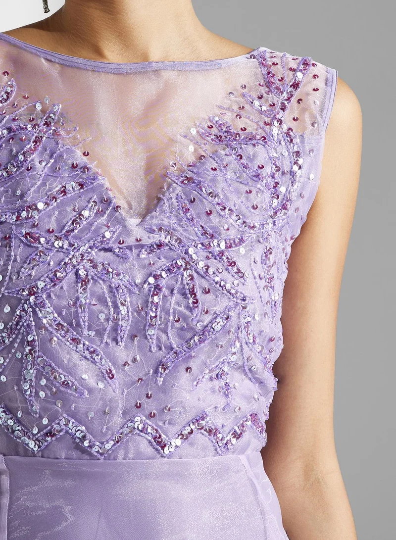 Namshi x Embellished Chiffon Dress