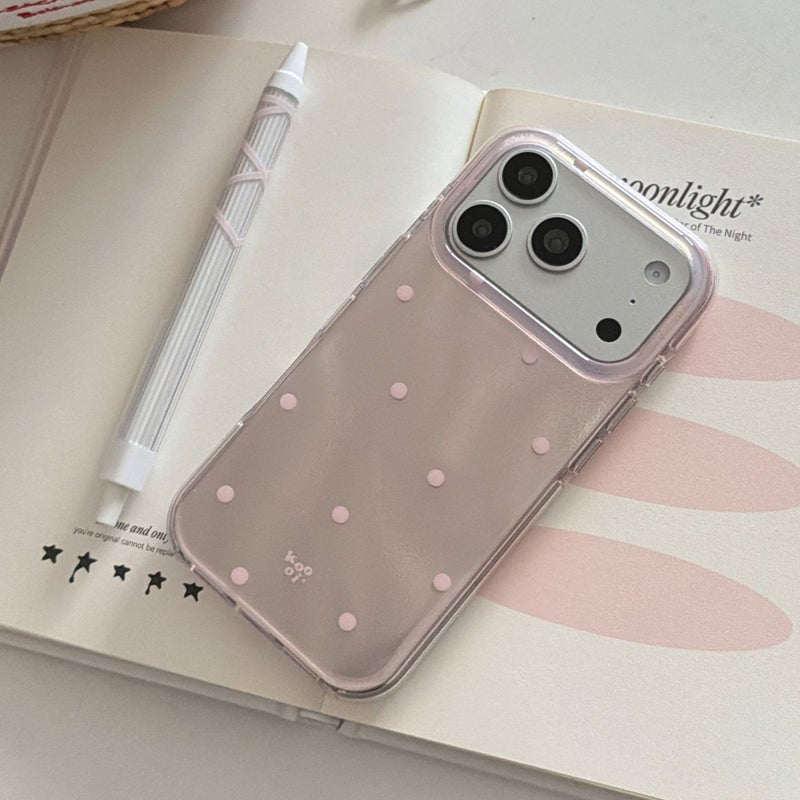 Light Pink Rounded Edge Polka Dot Phone Case for iPhone 15 Pro Max 14 Pro 13 - Image 3
