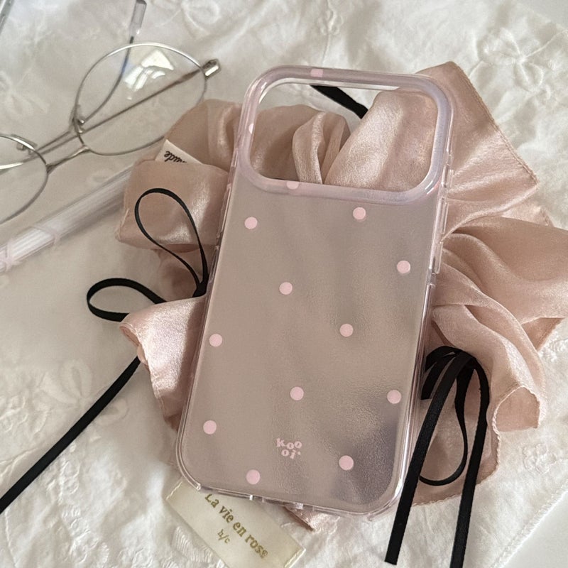 Light Pink Rounded Edge Polka Dot Phone Case for iPhone 15 Pro Max 14 Pro 13 - Image 2