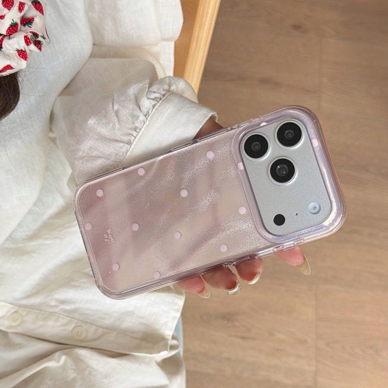 Light Pink Rounded Edge Polka Dot Phone Case for iPhone 15 Pro Max 14 Pro 13 - Image 1