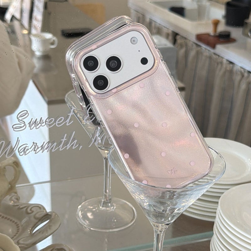 Light Pink Rounded Edge Polka Dot Phone Case for iPhone 15 Pro Max 14 Pro 13 - Image 5