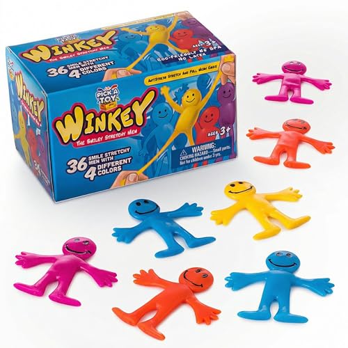 Pick A Toy Sticky Stretchy Happy Man Toy Party Favors for Kids Rubber Sensory Toys Set of 36 Classroom Small Prizes for Birthday Goody Easter Egg Fillers - Image 1