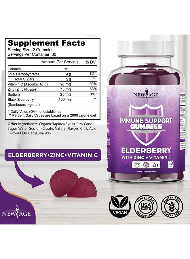 NEW AGE Immune System Support Gummies - Sambucus Black Elderberry Gummies with Vitamin C and Zinc (Immune Support 120 Gummies) - Image 2