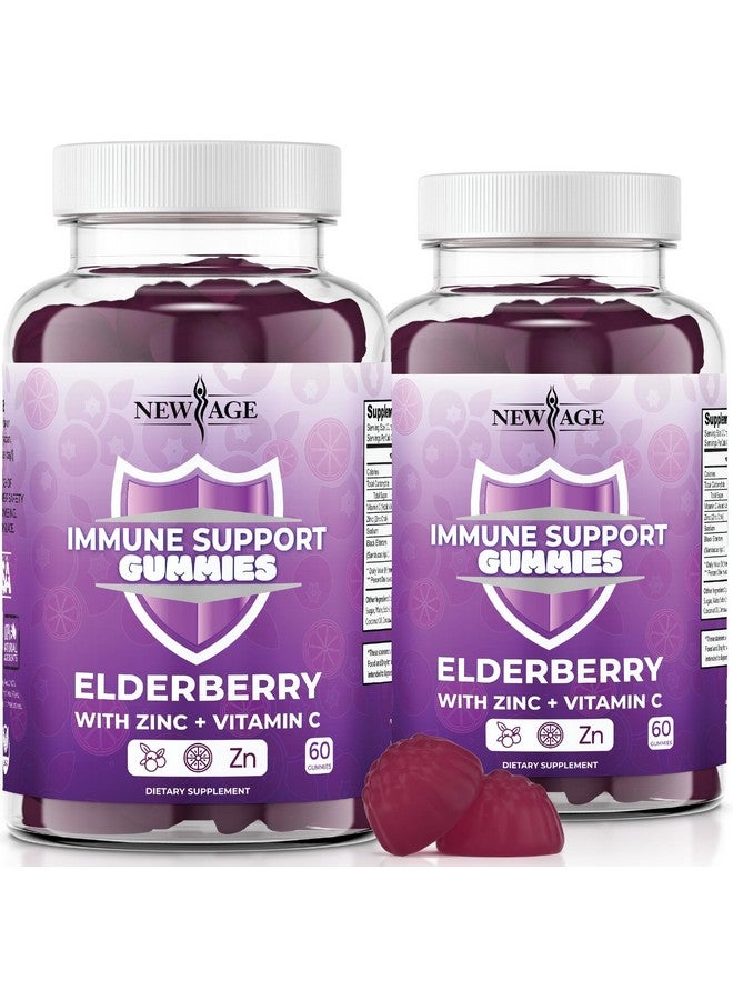 NEW AGE Immune System Support Gummies - Sambucus Black Elderberry Gummies with Vitamin C and Zinc (Immune Support 120 Gummies) - Image 1