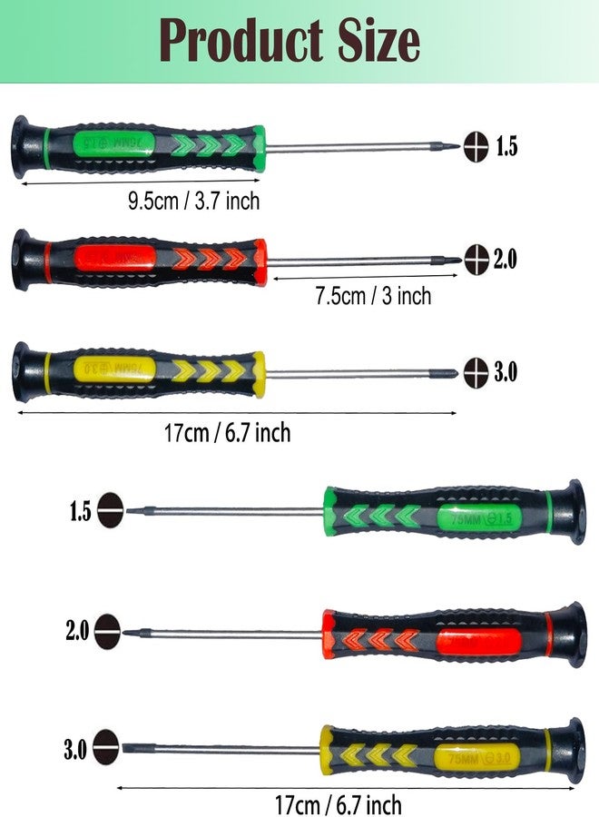 M-jump Screwdriver SET OF 6 - Magnetic Flathead and Phillips With NON-SKID Handle in Different SIZES / COLORS - Professional Repair Tool Kit For Electronics/ iPhone/ PC/ Jewelry/ Watch/ Eyeglass - Image 2