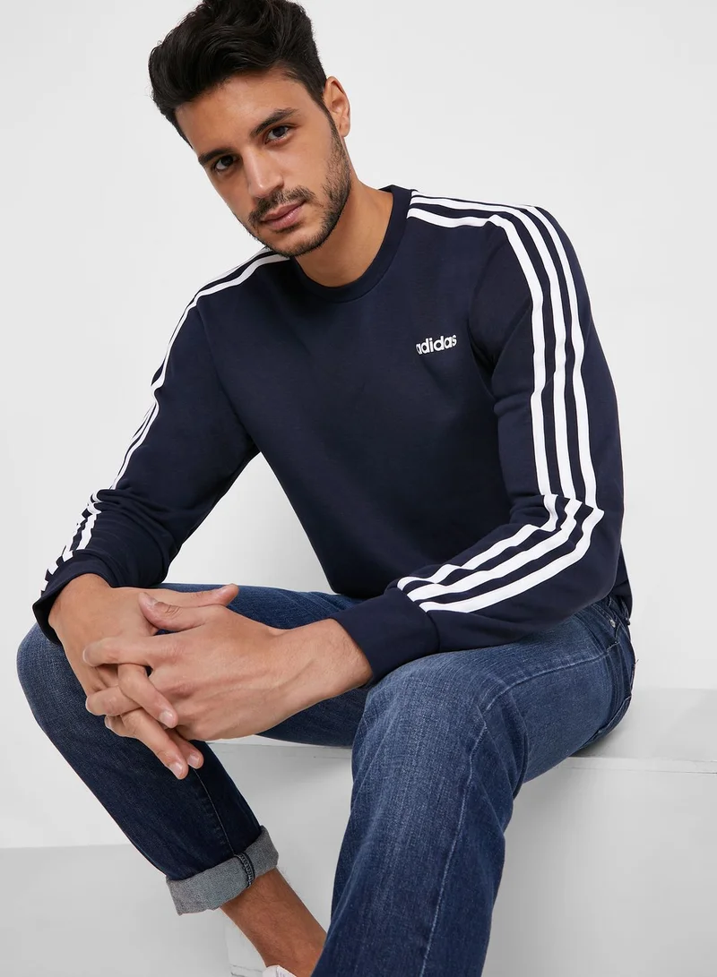 Adidas Essential 3 Stripe Sweatshirt