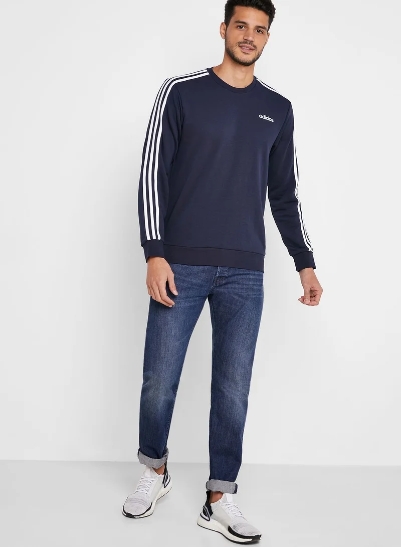 Adidas Essential 3 Stripe Sweatshirt