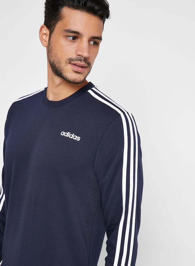 Adidas Essential 3 Stripe Sweatshirt