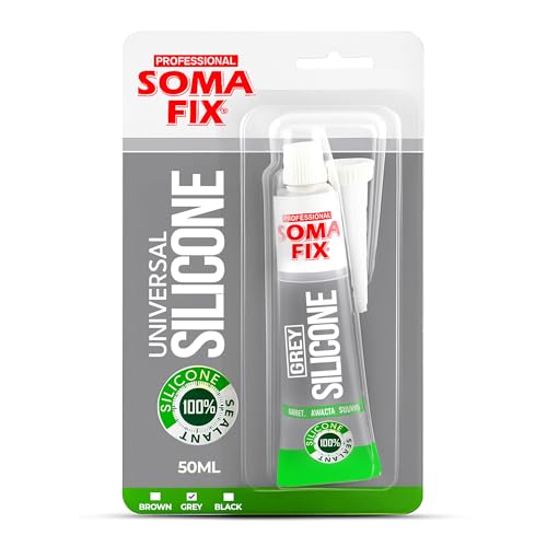 professional soma fix Gray Silicone Caulk Easy Squeeze Caulking Tube Silicone Sealant for Wood Kitchen Bathroom Sink Windows Multi Purpose Waterproof 17 fl oz Gray - Image 1