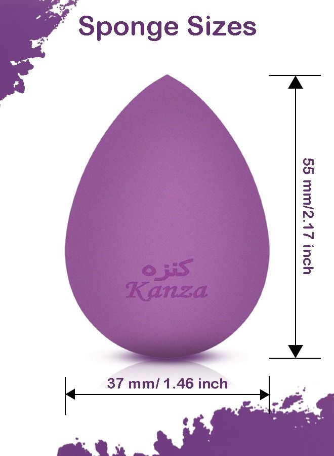Kanza Foundation Cosmetic Blending Latex Free Beauty Makeup Puff Flawless for Liquid Cream and Powder Makeup Sponge Purple - Image 2