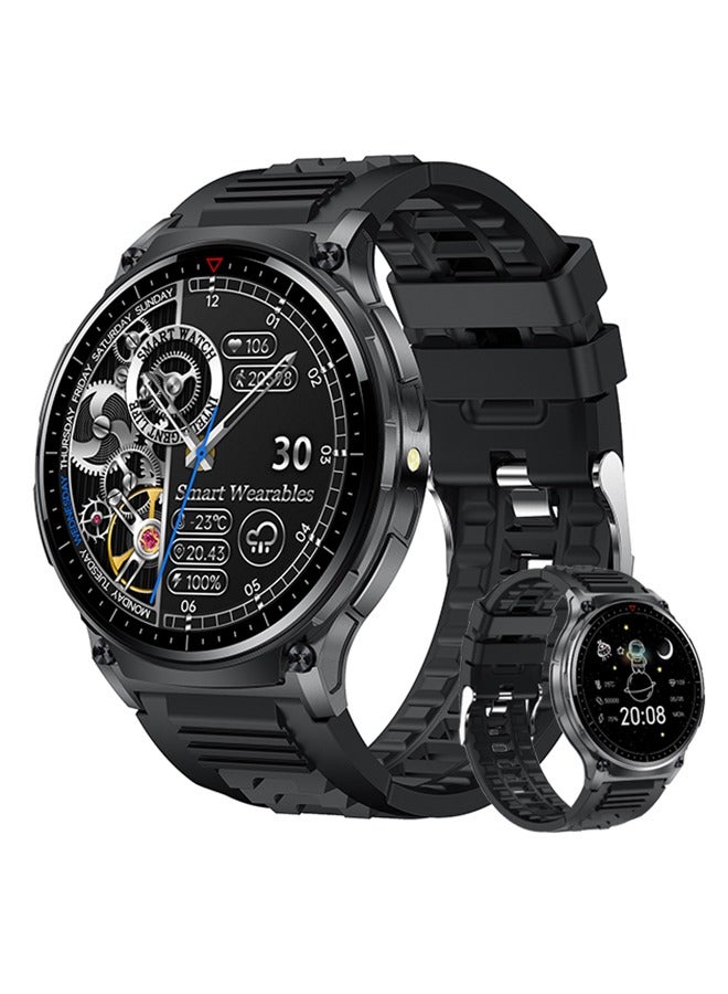 رولستيمي ساعة ذكية للرجال مع مصباح ليد جيب 1.39 " هد ساعة ذكية مقاوم للماء جهاز تعقب للياقة البدنية في الهواء الطلق ساعة رياضية ل يوس أندرويد ، أسود - Image 1