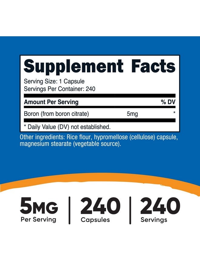 Nutricost Boron Capsules 5mg, 240 Vegetarian Capsules - Gluten Free and Non-GMO - Image 2