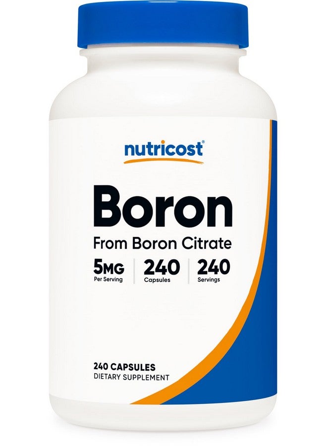 Nutricost Boron Capsules 5mg, 240 Vegetarian Capsules - Gluten Free and Non-GMO - Image 1