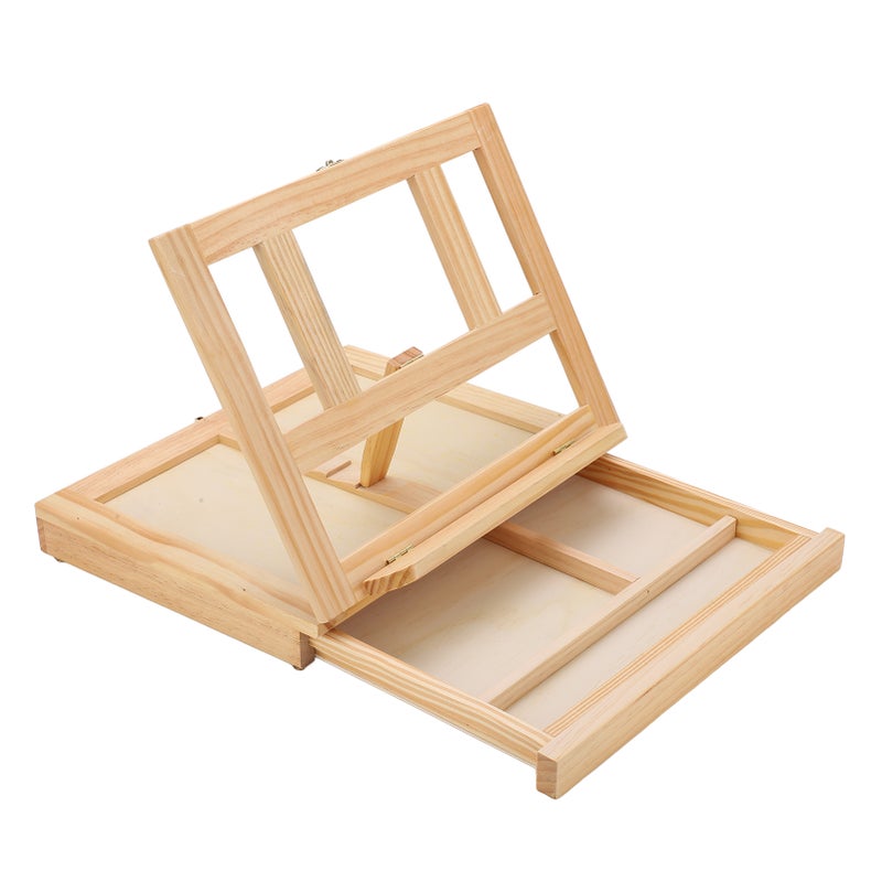 Tabletop Easel Pine Wood Adjustable Track Bar 4 Angles Multi Purpose Foldable Lightweight Sturdy Painting Easel - Image 3