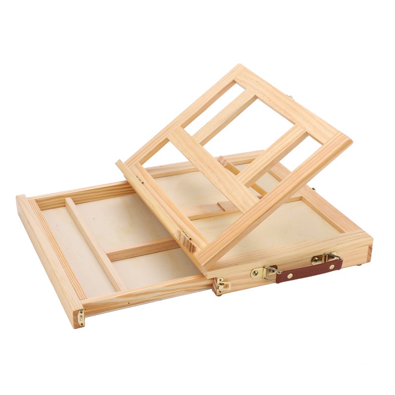 Tabletop Easel Pine Wood Adjustable Track Bar 4 Angles Multi Purpose Foldable Lightweight Sturdy Painting Easel - Image 5