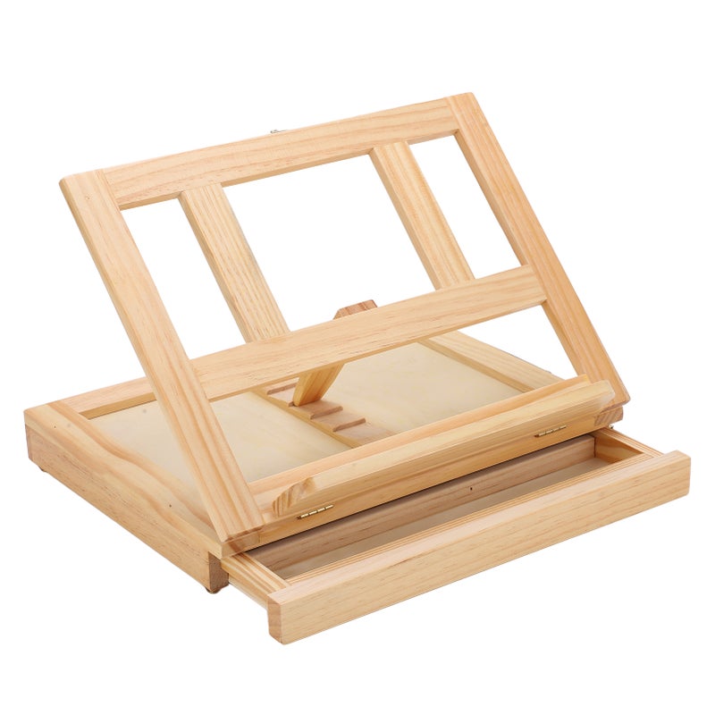 Tabletop Easel Pine Wood Adjustable Track Bar 4 Angles Multi Purpose Foldable Lightweight Sturdy Painting Easel - Image 4