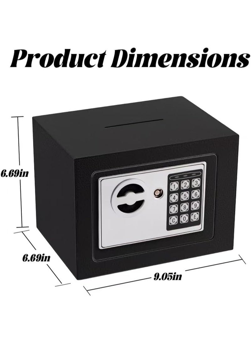 Bukela خزنة إلكترونية صغيرة مع لوحة مفاتيح رقمية ومفاتيح - 9.05 × 6.7 × 6.7 بوصة خزنة حائط 0.23 قدم مكعب صندوق أمان صغير للعملات المنزلية والفنادق والغرف التجارية والمجوهرات والأسلحة (أسود) - Image 2