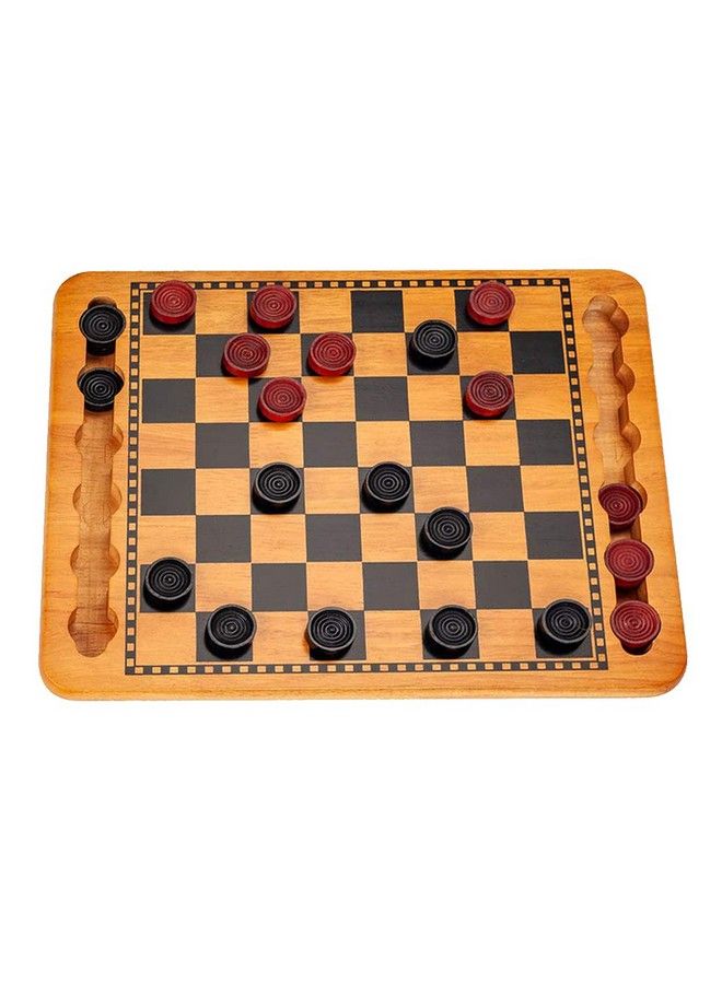 WE Games Checkers Board Game Set For Kids And Families Classic Red And Black Style Checkers Storage Grooves For Wooden Checkers Durable Wooden Board Game For Table Top Display Solid Natural Wood - Image 2