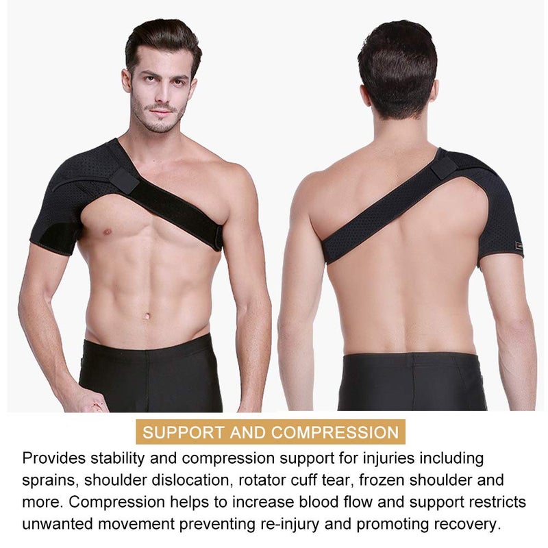 HUEGLO Right Shoulder Brace for Men,Torn Rotator Cuff Support Women Shoulder Stabilizer Brace for Shoulder Pain Relief - Image 4
