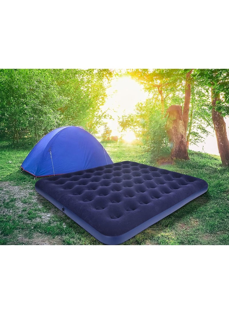 FULL JOY - Flocked Air Bed 203 x 183 x 22cm, Navy - Image 1