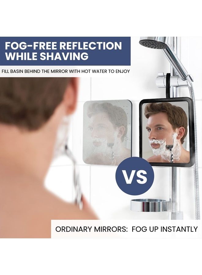 Mirrorvana Hanging Fogless Shower Mirror for Shaving with Adjustable Swivel Hook and Distortion-Free Glass Surface - Fill Back Chamber/Reservoir with Hot Water for Anti-Fog Effect (8" x 7", REAL GLASS) - Image 2