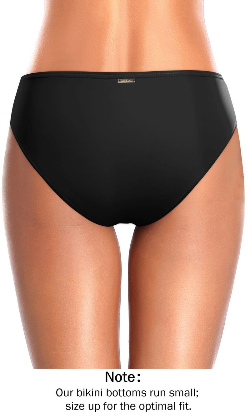Zmart Women Standard Bikini Bottoms Full Coverage Bathing Suit Low Rise Swim Low Waisted Swimsuit Bottom Black M - Image 2
