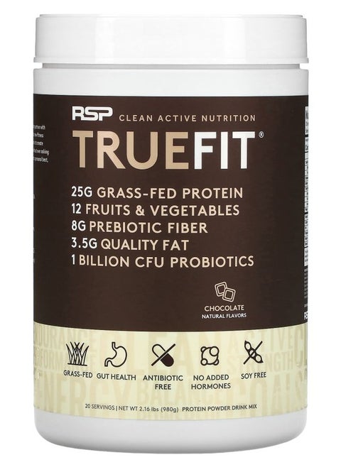 TrueFit GrassFed Protein Shake with Fruits & Vegetbles Chocolate 2.16 lbs (980 g)