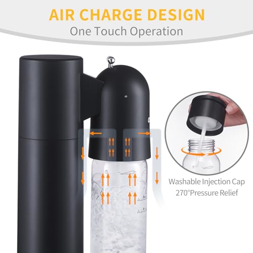 OSCEVIA Sparkling Water Machine Soda Maker Beverage Drink Dispenser for Home, Soda Streaming Maker with BPA Free Bottles(1L+0.5L), Seltzer Fizzy Maker Compatible with Screw-in 60L CO2 (NOT Included), Black - Image 4